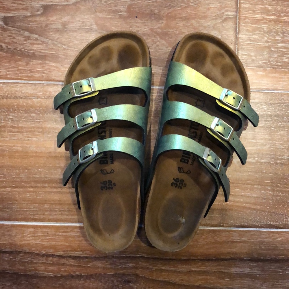 Birkenstock Metallic Green Florida Sandal